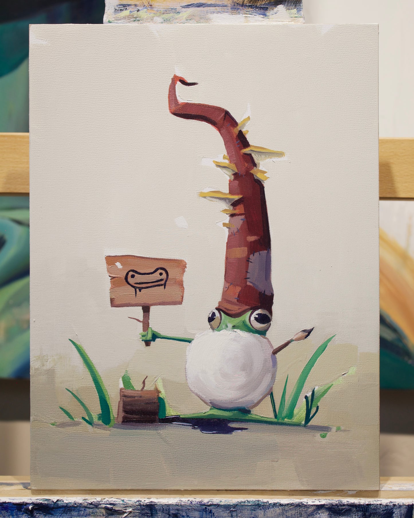 “Suspicious Gnome” Original Oil Painting