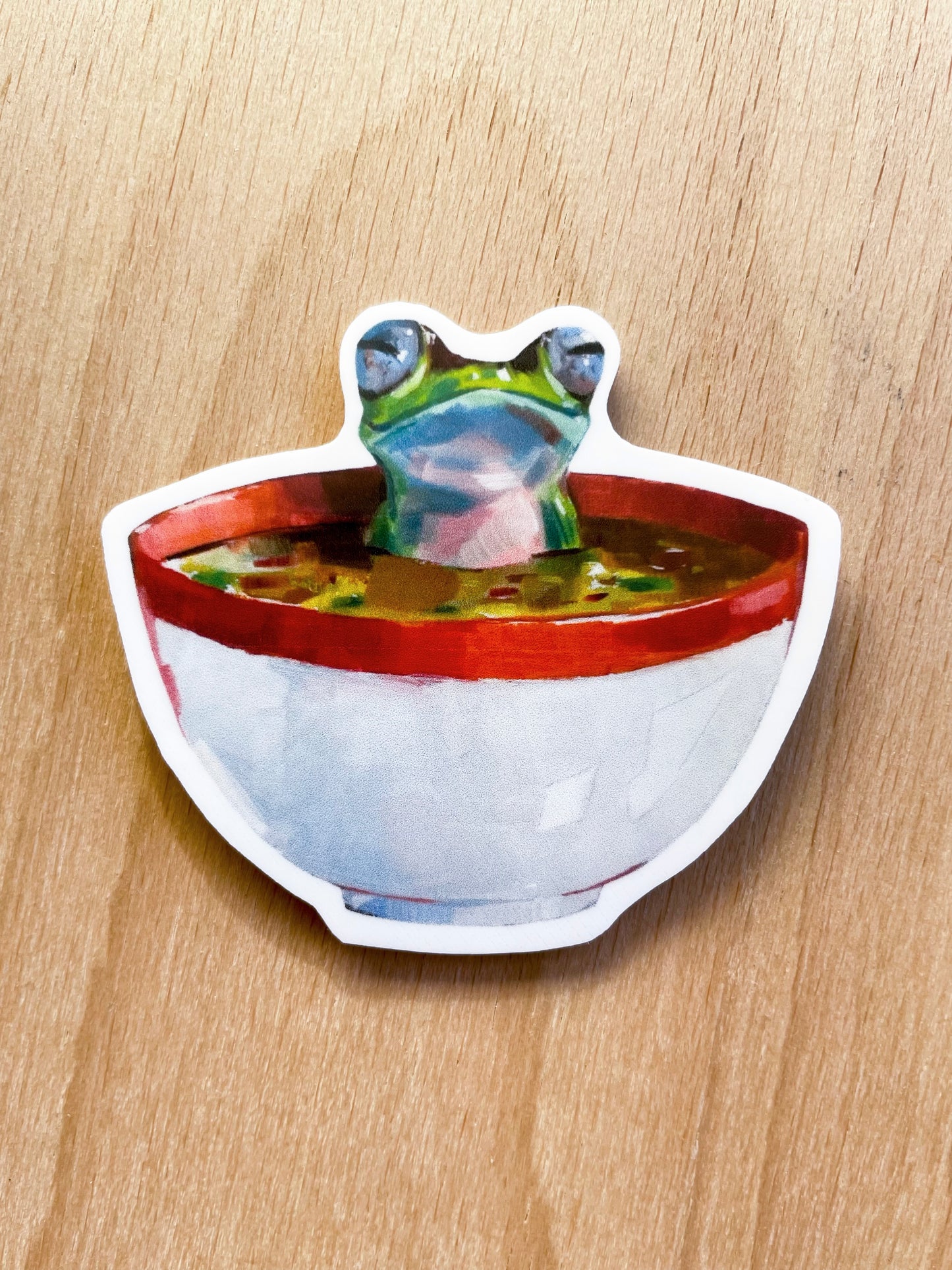 “Great Frog of the Soup” 4 pack of hand cut laminated stickers