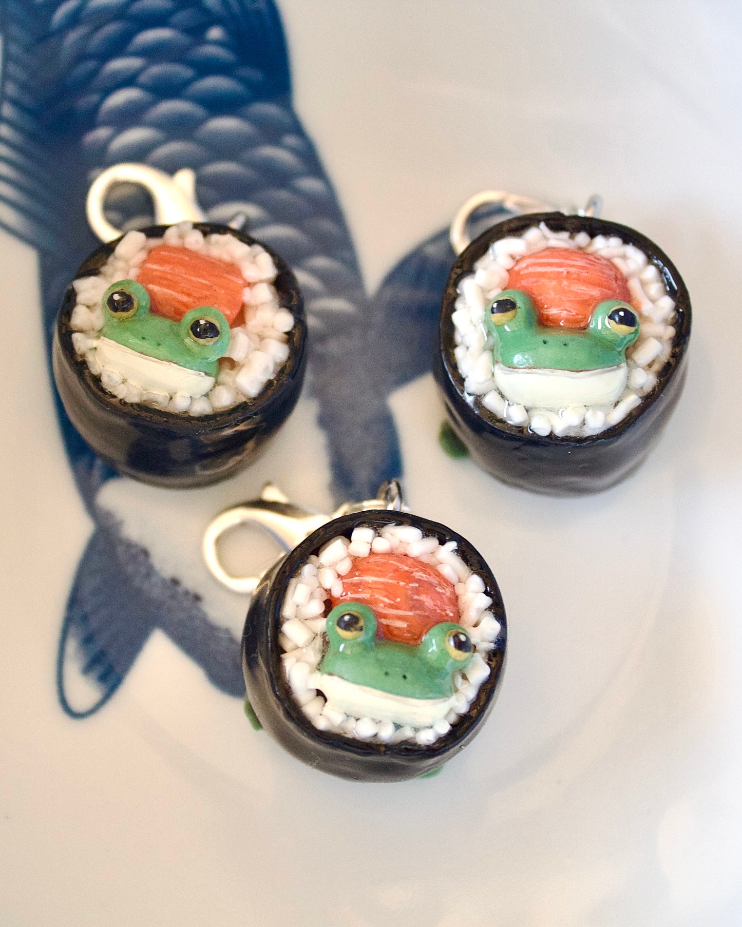"Ribbit Roll" - Handmade clay charm