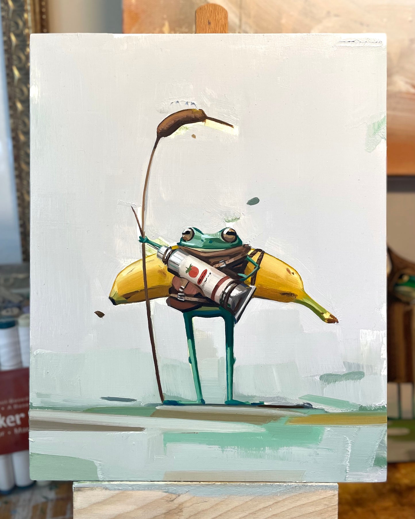 “Pickles, the Banana Hunter” - Original Oil Painting