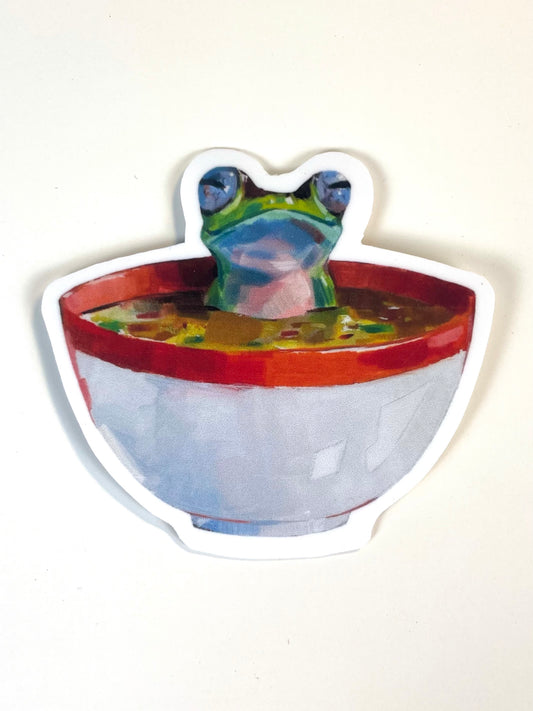 “Great Frog of the Soup” 4 pack of hand cut laminated stickers