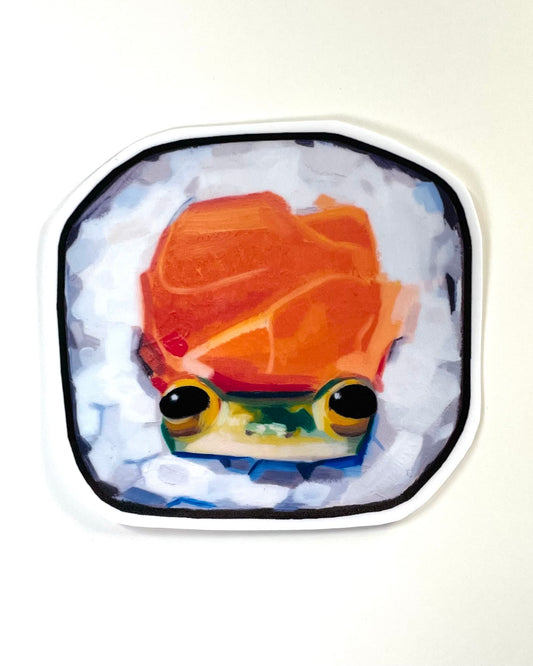 “Ribbit Roll” pack of 4 hand cut laminated stickers