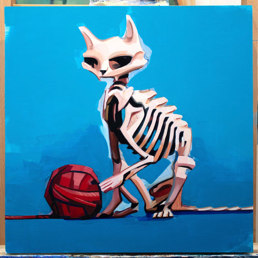 “Skeleton Cat” Original oil painting