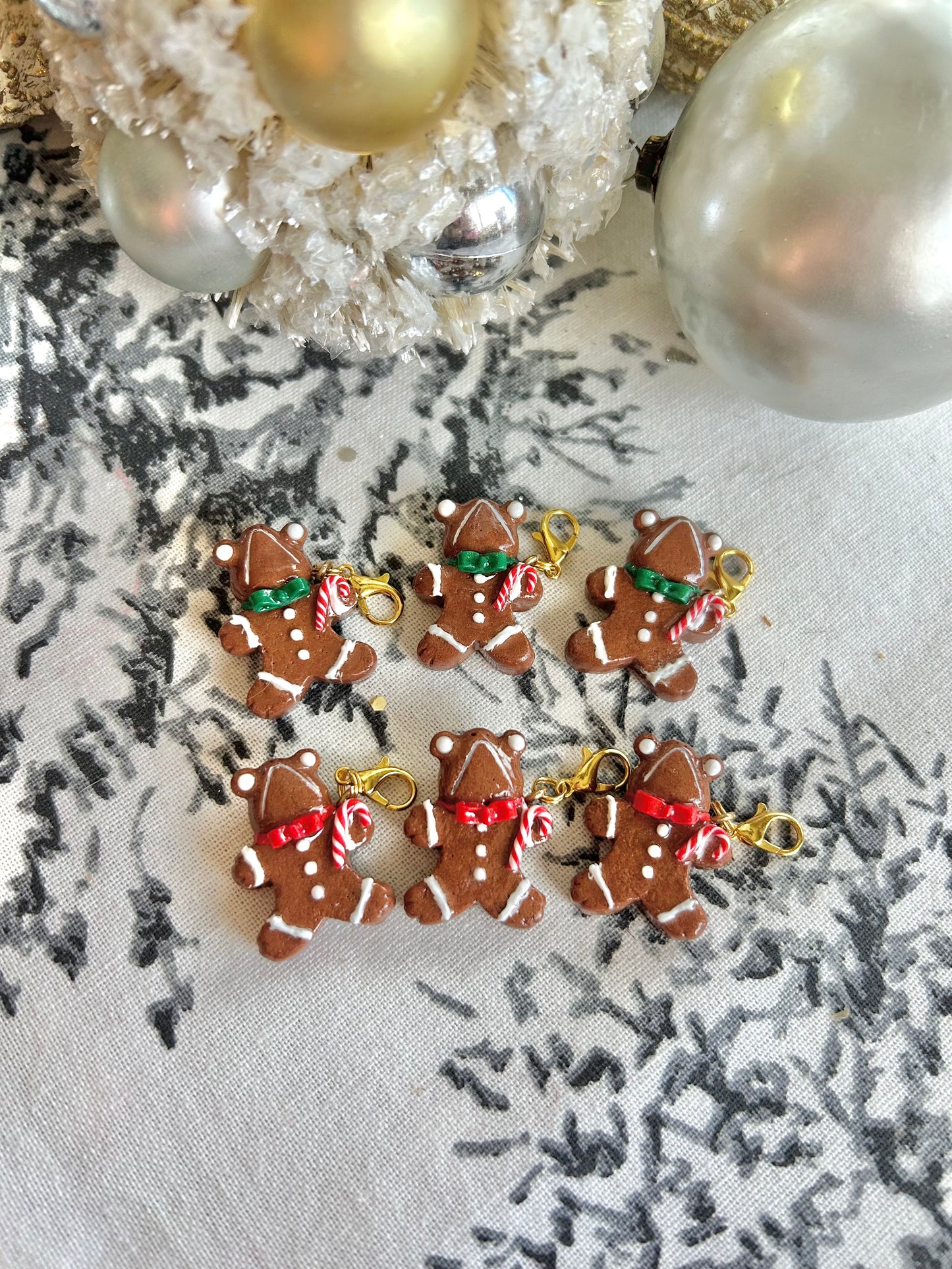 "Gingerbread Frogs" Handmade Clay Charms