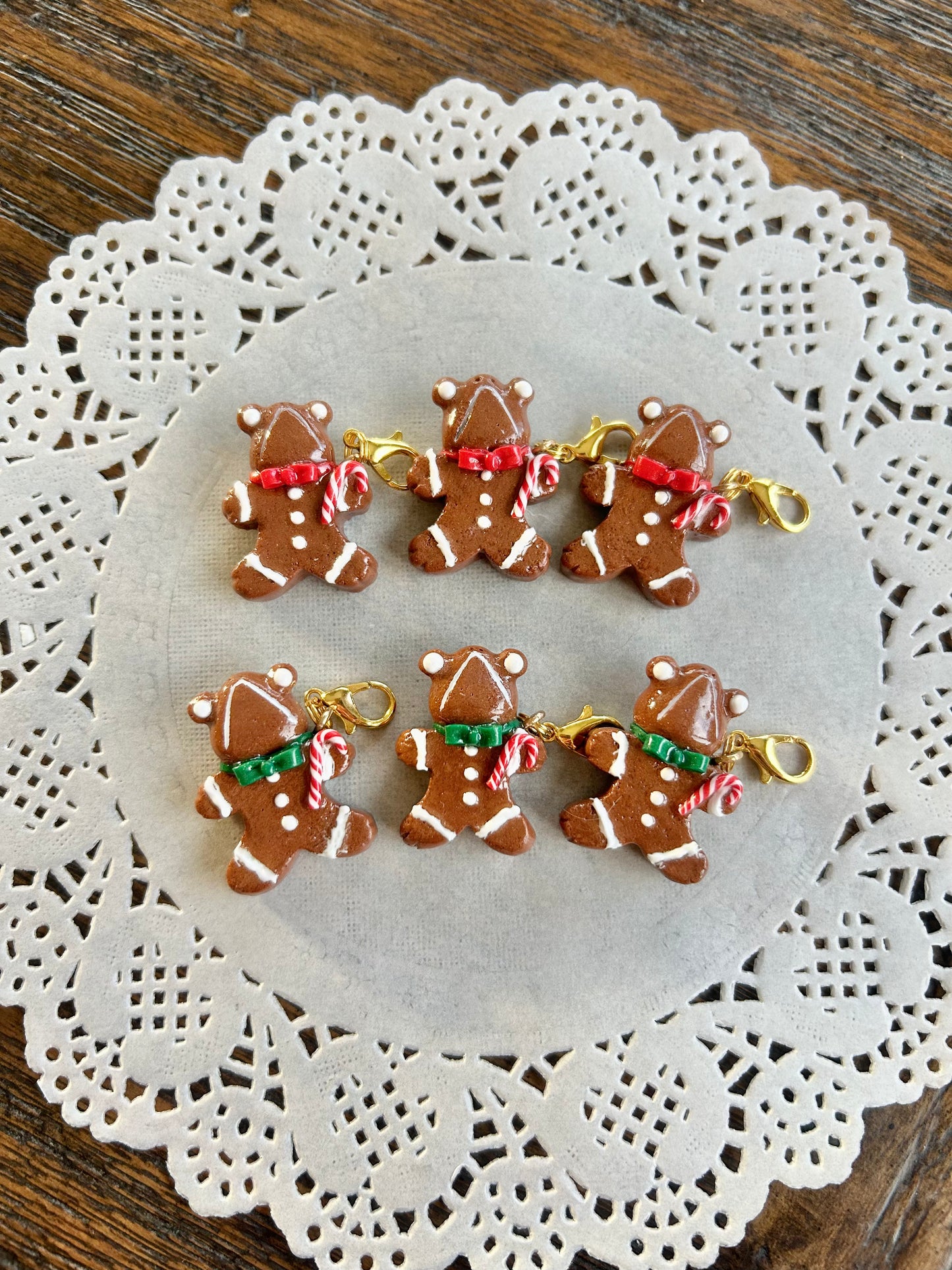 "Gingerbread Frogs" Handmade Clay Charms