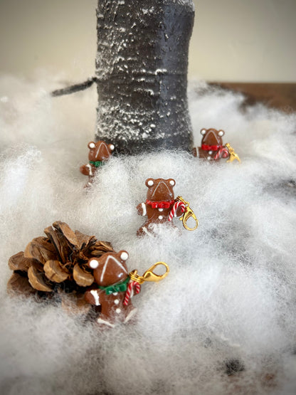 "Gingerbread Frogs" Handmade Clay Charms
